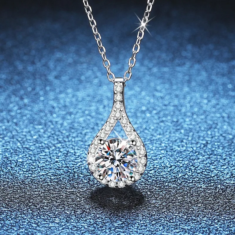 

XL110 Lefei Classic Luxury Moissanite Diamond-Set Waterdrop Necklace 1 CT Fine Jewelry for Women S925 Silver Perfect Party Gifts