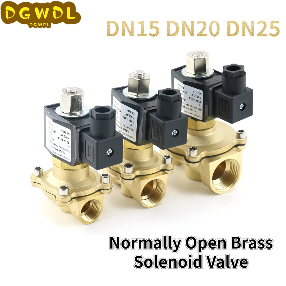 

DN15 DN20 DN25 1/2" 3/4" 1" Normally Open Brass Solenoid Valve with NBR/FKM Seal AC220V DC12V DC24V for Water Gas Oil Air