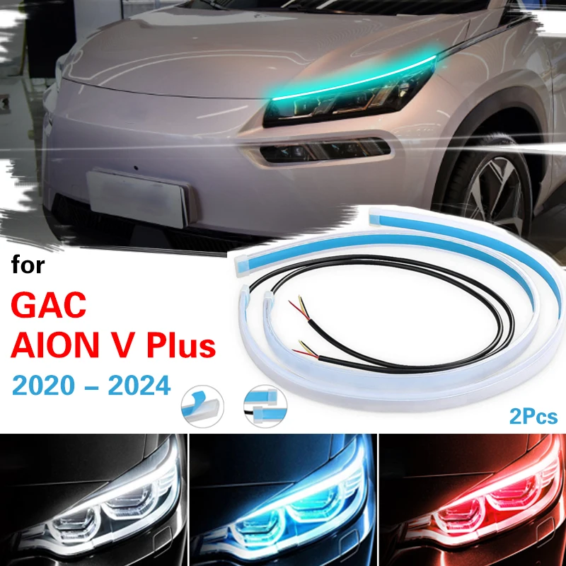 

For GAC AION V Plus 2020-2024 2pcs Led DRL Daytime Running Lights Flexible Turn Signal Brake Side Lights Headlights Strip 12v