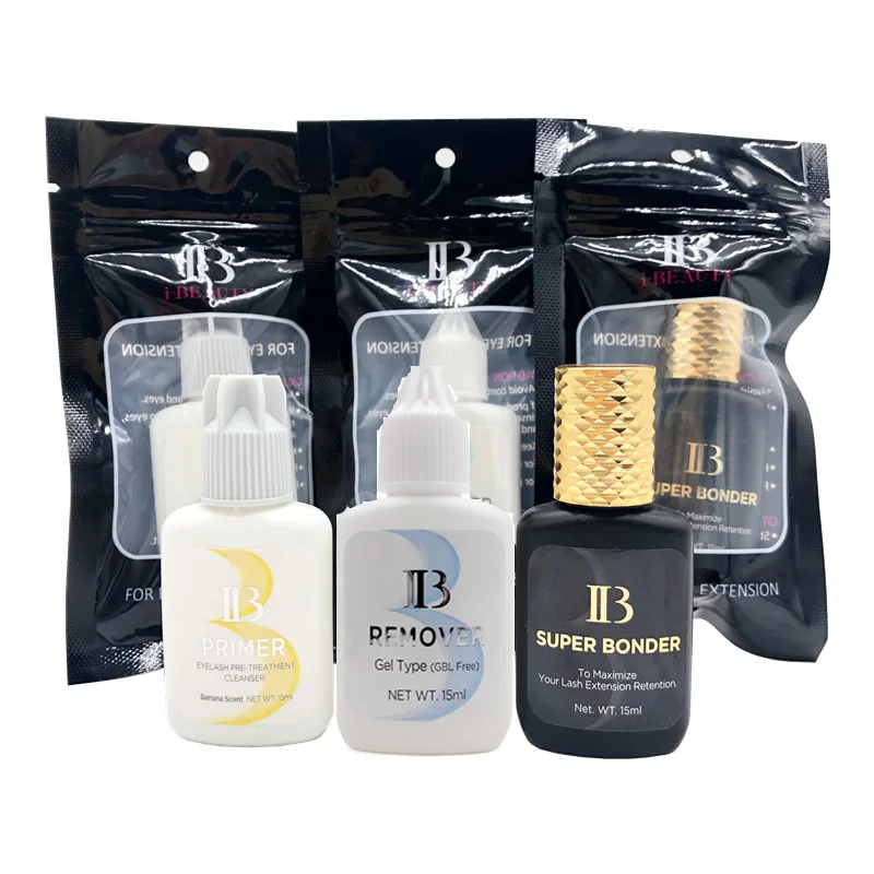 2 botellas IB Primer Premium Gel removedor GBL pegamento para extensión de pestañas gratis 15ml Ibeauty Super Bonder proveedores de adhesivos para pestañas postizas