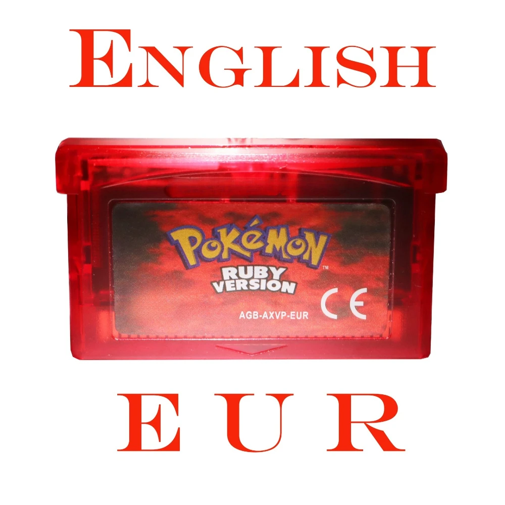 GBA-Spielkarten, Videospiel, Kassetten, Pokemon-Spiel, Blau/Rot/Grün/Blattgrün/Fiery Red, europäische Version, Englisch