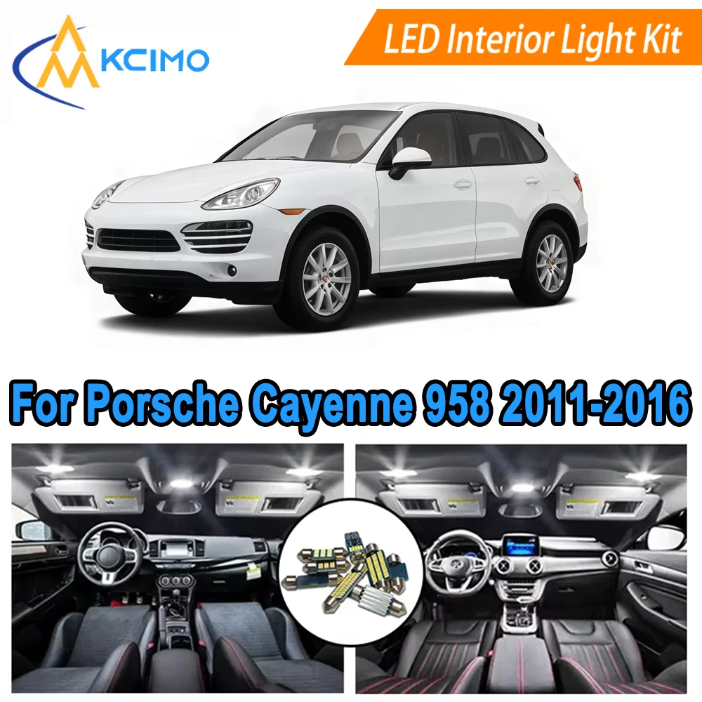 

LED Interior Lights For Porsche Cayenne 958 92A (2011-2016) 6000K Cool Map Dome Reading Door Lights​ White/Blue Interior Bulbs