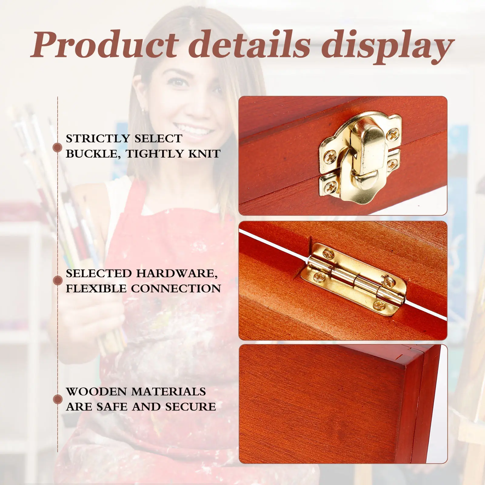 

Деревянный ящик для хранения красок (акварель, масло), многофункциональный органайзер для рисования, набор для художественных принадлежностей с ручкой