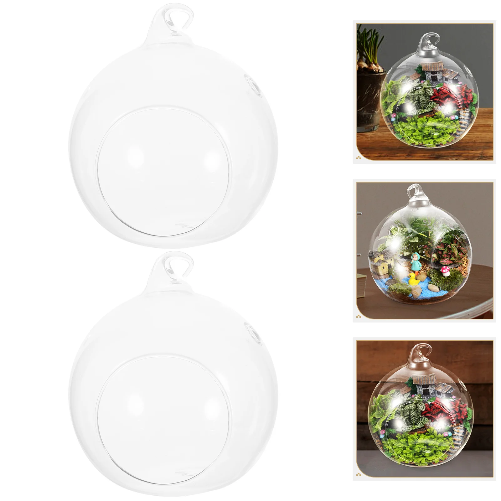 

2Pcs Globe Hanging Terrarium Made of Premium Glass for Air Plants Indoor Decoration Desktop Garden Living Room Bedroom Decor