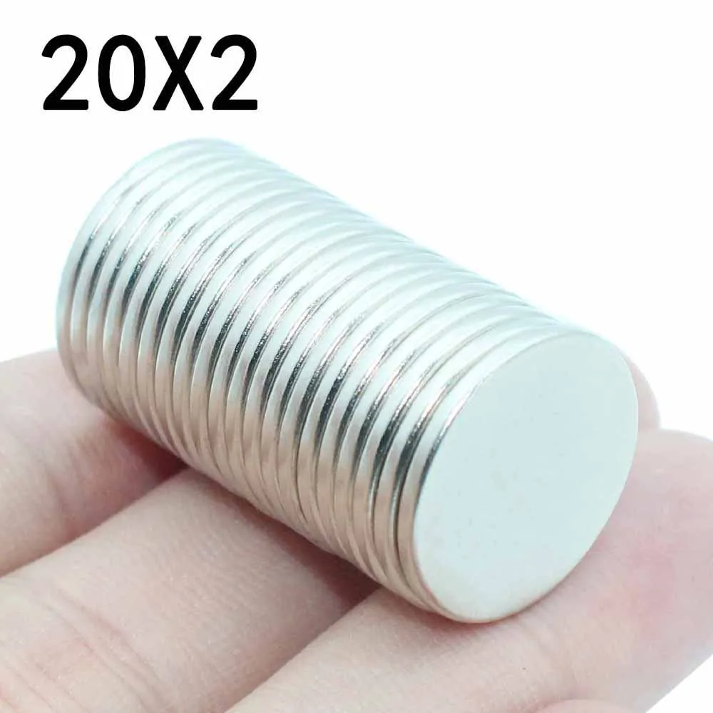 2/3/5/8/10 Uds 20x2 imán de neodimio 20mm x 2mm N35 NdFeB redondo súper potente disco magnético permanente fuerte 20*2