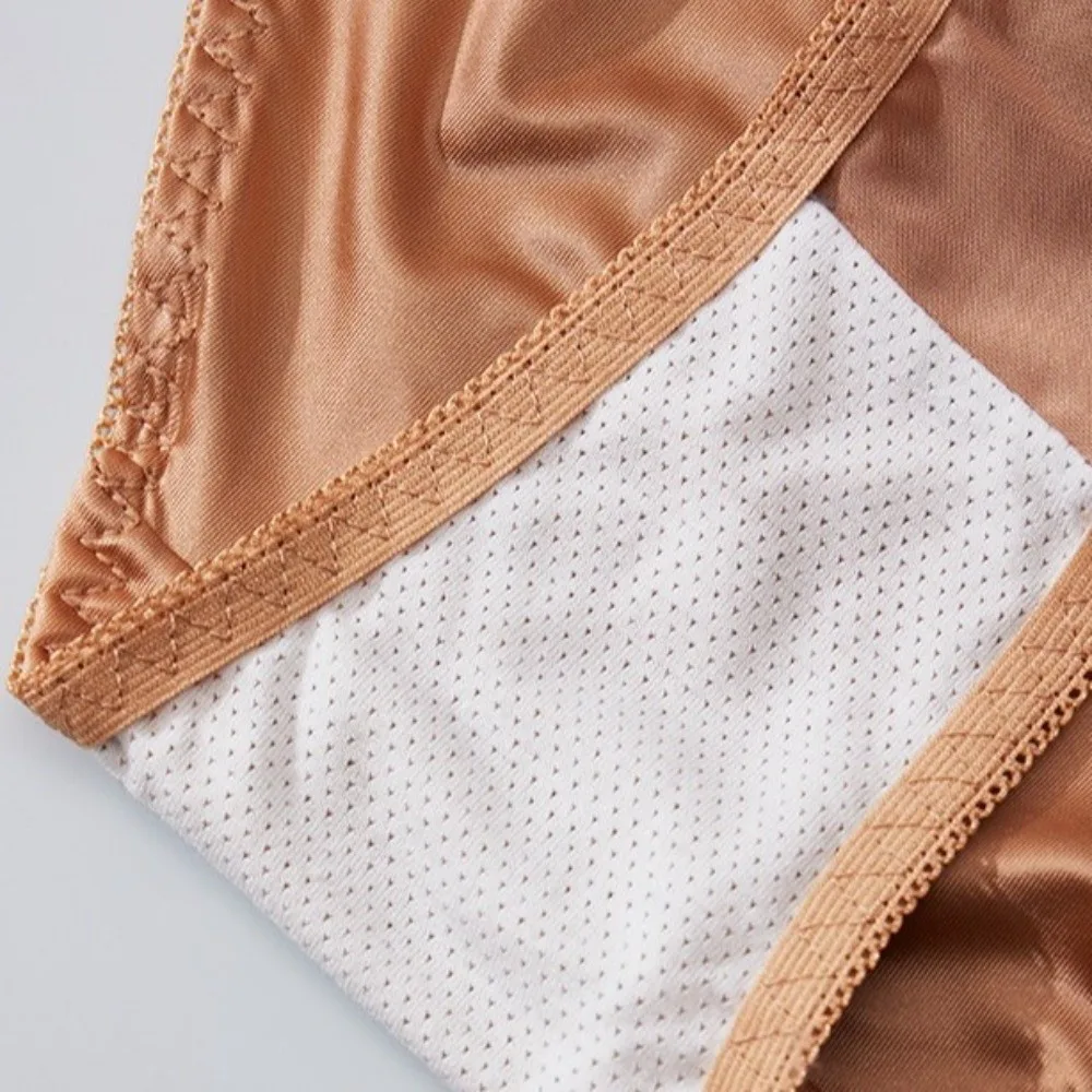 Einfache, niedrig geschnittene Satin-Seiden-Slips, Unterhosen mit Baumwoll-Zwickel, Blumenmuster, atmungsaktive Damenunterwäsche – Detail 12