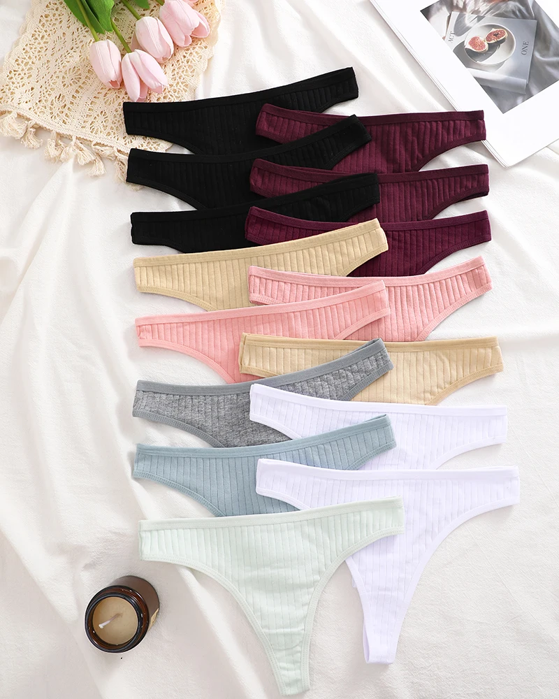15Pcs Cotton Panties G-String Women Panties Sexy Underwear Female Lingerie Thong Briefs for Woman Solid Color Intimate Pantys