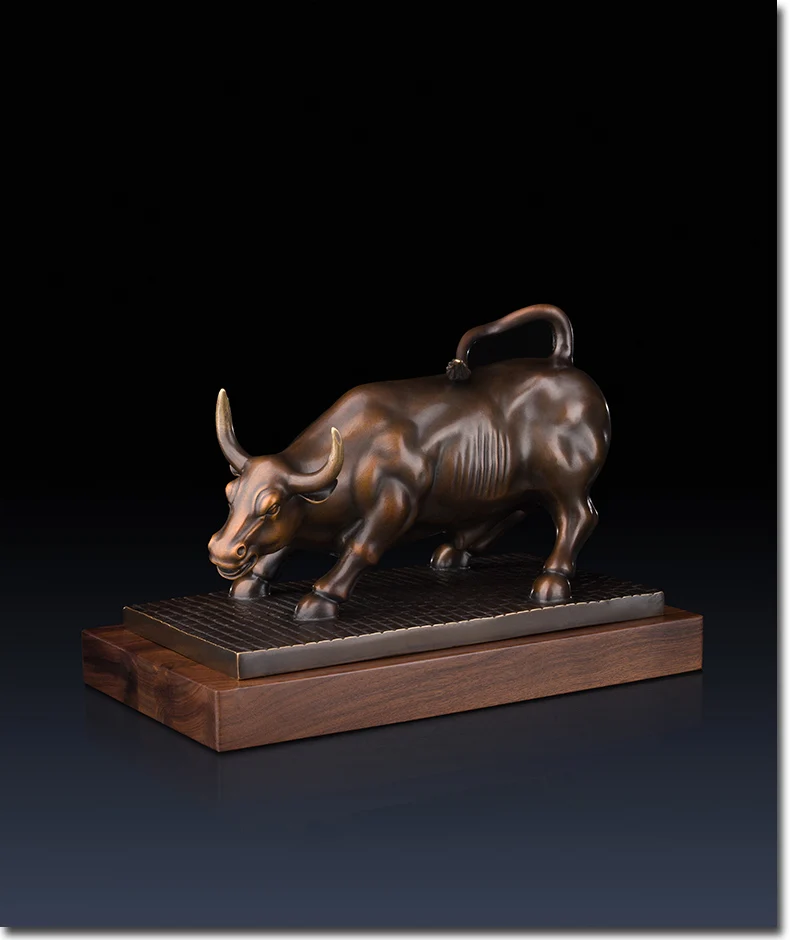 HOT SALE -home office Business equity market Wall Street cattle Money Drawing FENG SHUI Charging Bull bronze sculpture