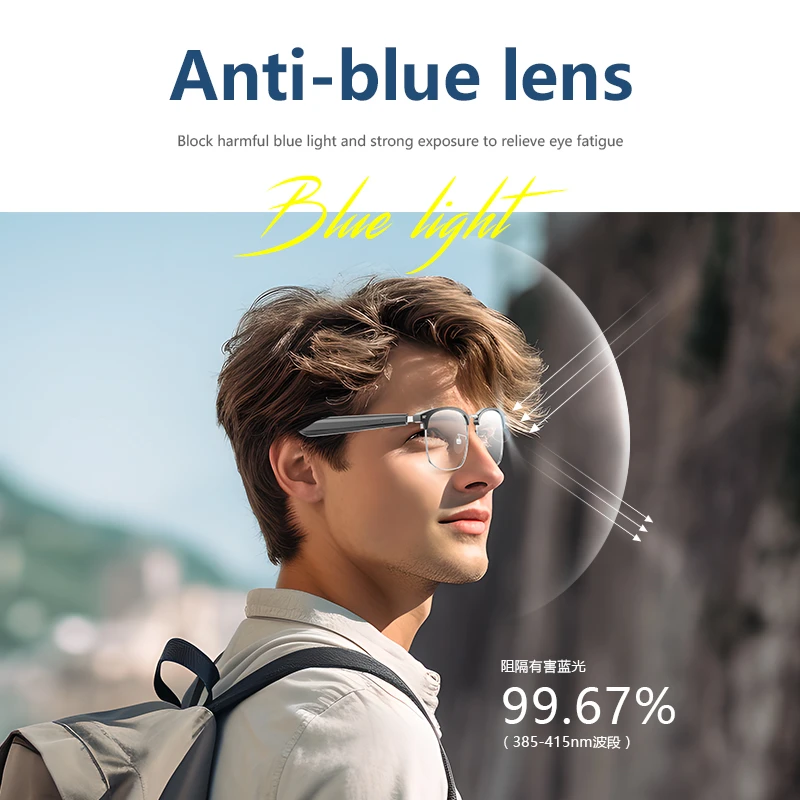 AI Smart Glasses Bluetooth Call Video Music Player Headset Support Multiple Languages Translation Color Changing Lenses