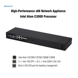 Q20300g9 1u Rack Cpu Atoom C3558 C3758r C3808, 4X10G Sfp +/ 5x Intel 2.5G Lan/Console/Vga, Qotom Firewall Router