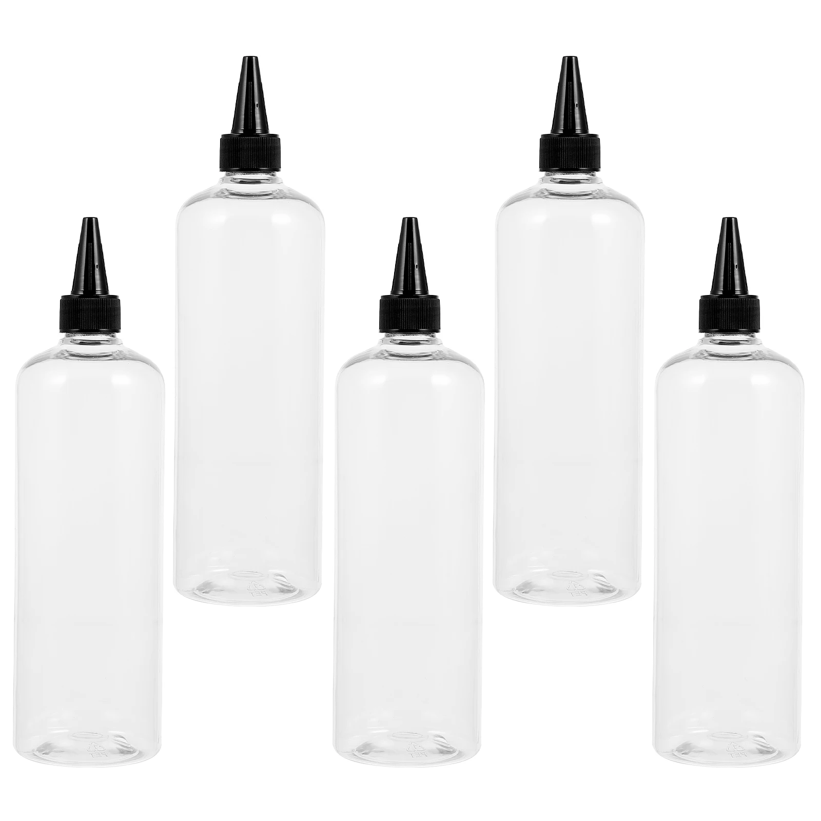 

5pcs Round Shoulder Bottles Squeeze Refillable Dyeing Plastic Lightweight Reusable Pointed Mouth for Hair Oil