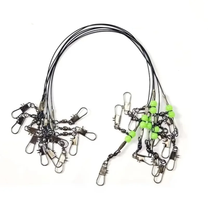 10pcs/set  Anti-Tangle Saltwater Fishing Rig with Glow Beads High Strength Swivels Snaps Rock Fishing Tackle