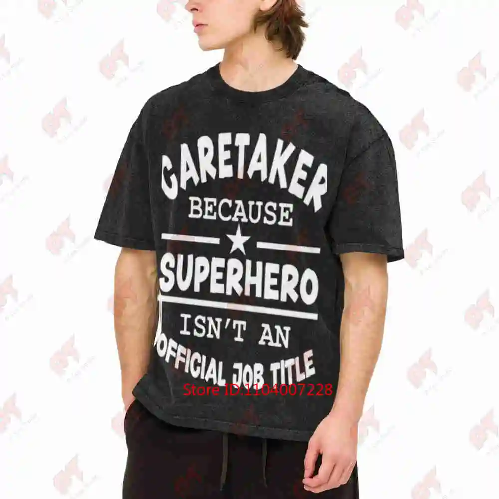 Superhero Caretaker School Staff Vintage Washed Tee Pure Cotton T-Shirt