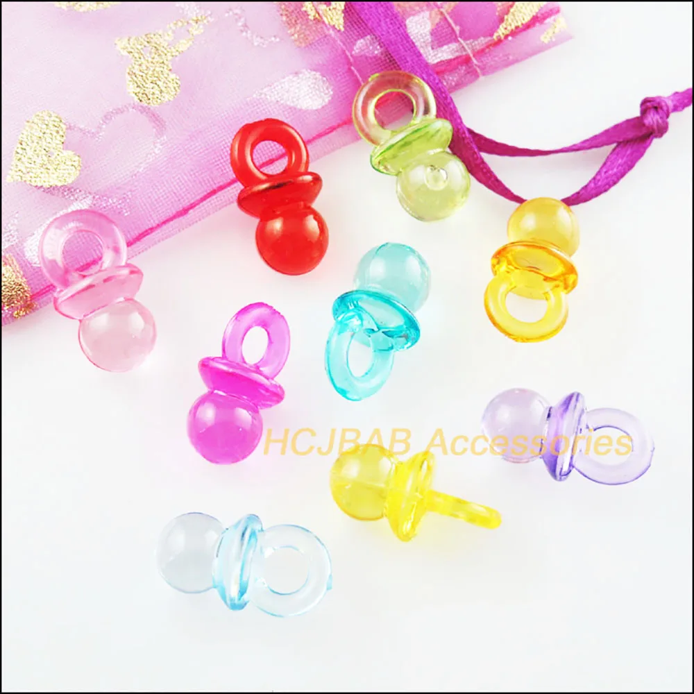50Pcs Mixed Plastic Acrylic Lovely Baby Nipple Charms Pendants 10x19mm