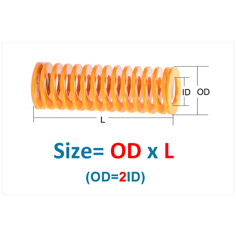 Yellow Compression Mould Die Spring Light Load Spiral Stamping Alloy Steel OD 8mm 10mm 12mm 14mm 16mm 18mm-35mm L 20mm-175mm