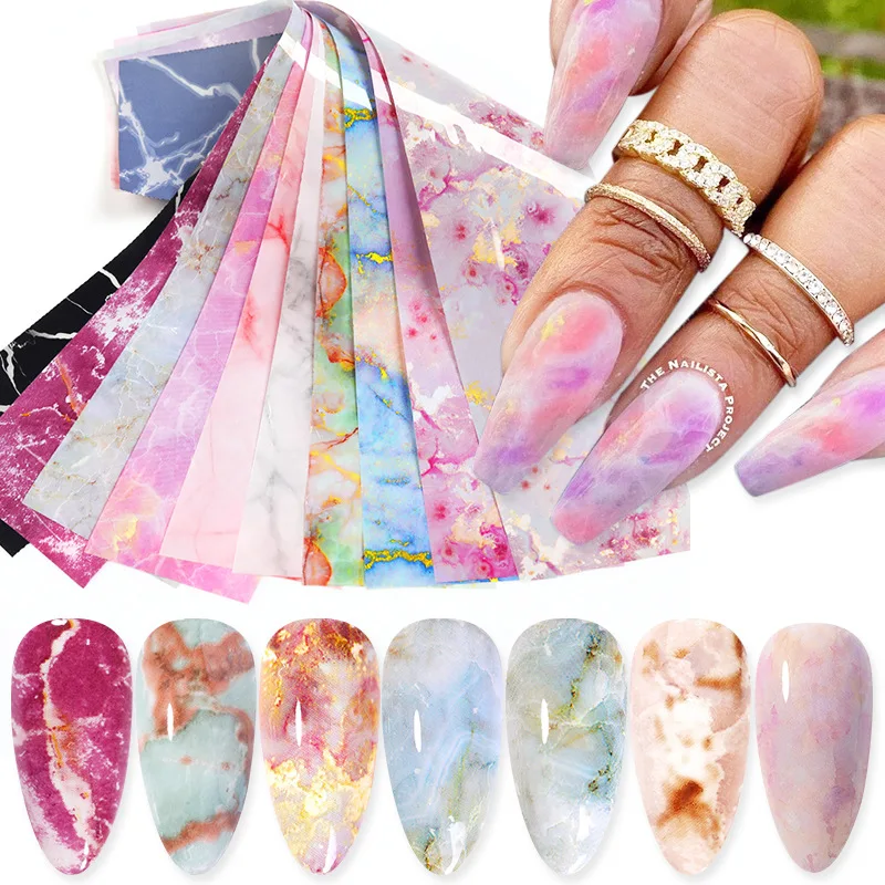 Buy in Bulk Pay One Shipping Fee Only 10PCS 4*20CMM Nail Art Transfer Foil Sticker Wraps Adhesive Decals Decoration Manicures