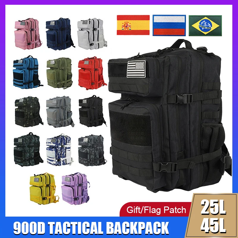 

25L 45L 3P Tactical Backpack for Women Man Camping Hunting Nylon Bags Outdoor Trekking Climbing Pack Rucksacks Mochila