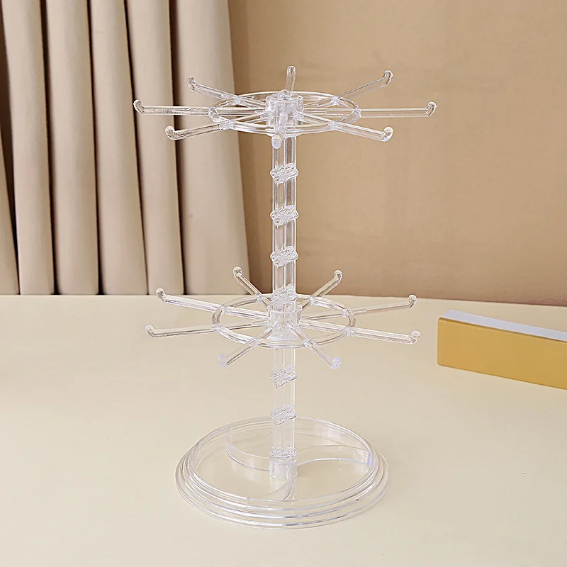 Multifunctional Double‑Layer Rotatable Jewelry Stand Detachable Adjustable Display Rack for Jewelry Keychain Gift
