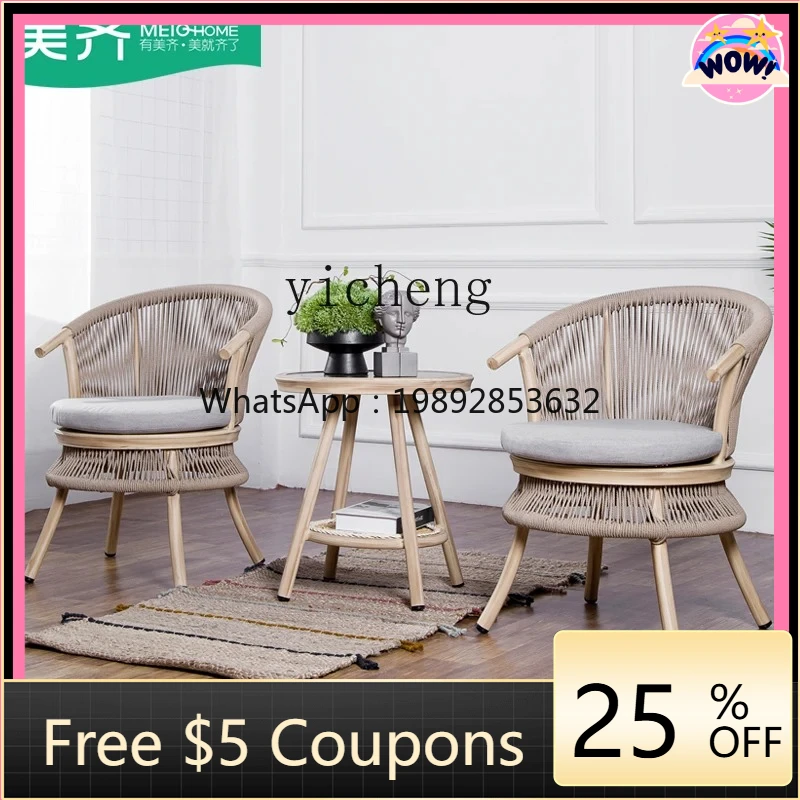AB Balcony Small Table and Chair Outdoor Household Small Coffee Table Courtyard Rattan Chair