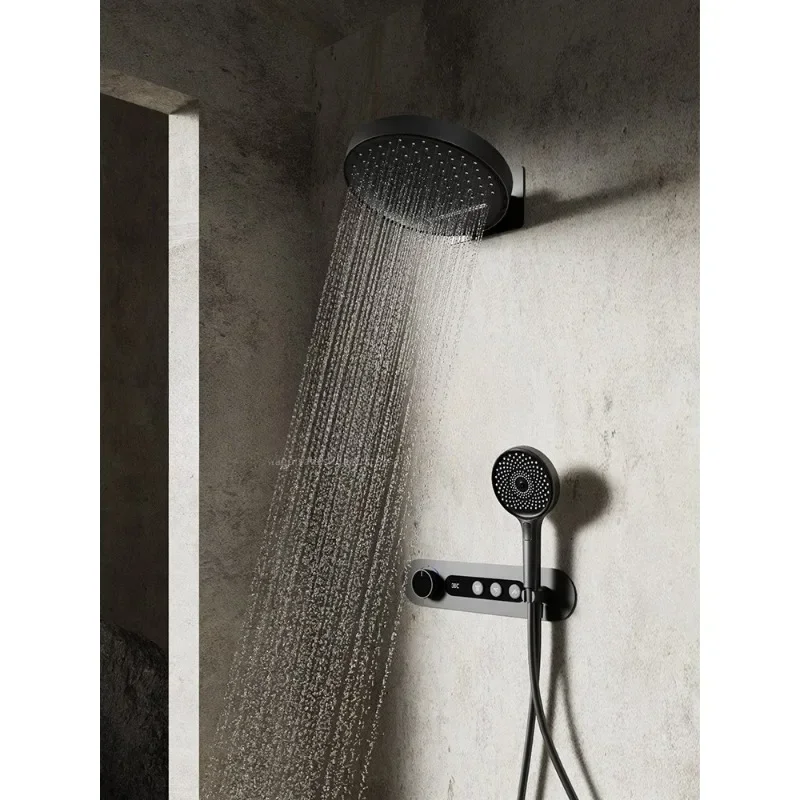 Constant temperature digital display concealed shower set embedded in wall hidden style
