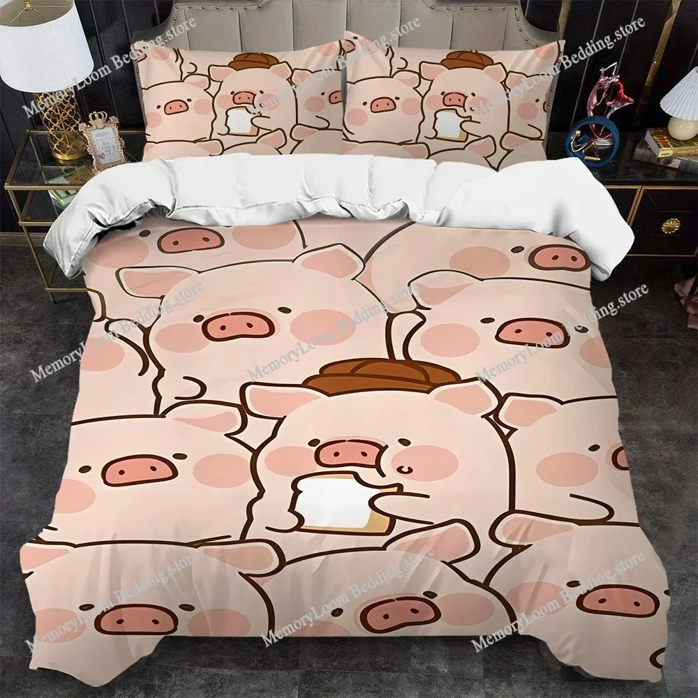 

Cartoon L-Lulu The Piggy Duvet Cover Set Home Style Bedding Soft Laundry Cotton Bed Four Seasons Student Dormitory Luxury Gift96