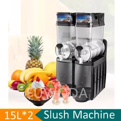 2 Bowls15Lx2 Ice Slush Fruit Juice Machine 110v 220v Commercial Smoothie Daiquiri Slash Margarita Slushie Machine Cold Drink