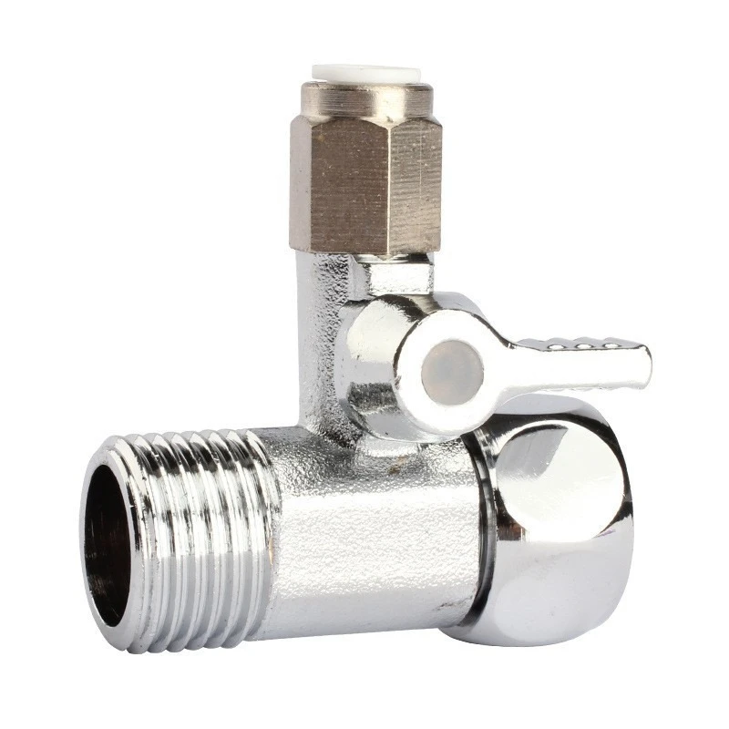 Copper Faucet Three-way Shut-off Valve Hot Cold Water Pipe 1/4 