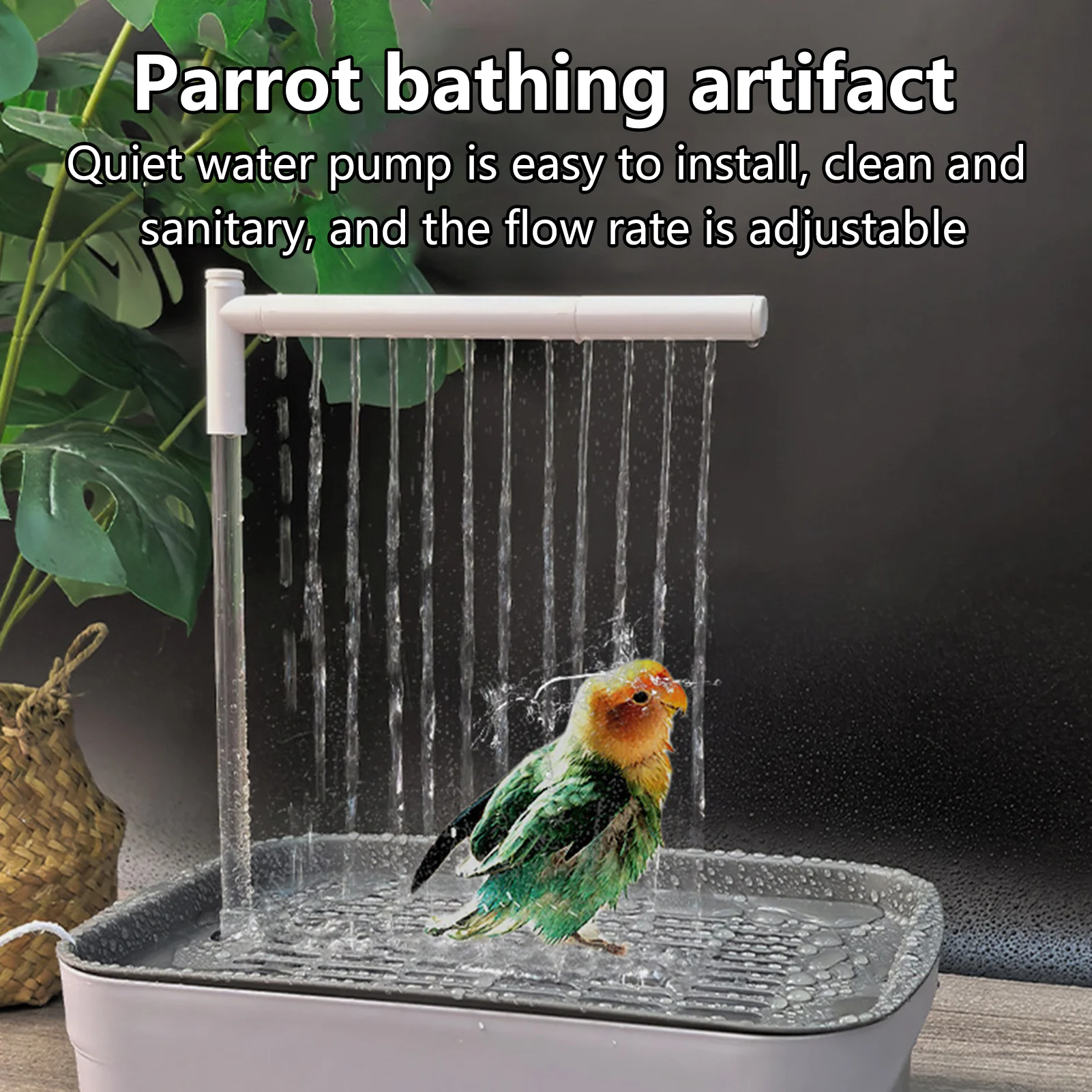 Bain de douche électrique automatique pour perroquets avec système de circulation d'eau pour petits oiseaux – Nettoyage et toilettage des animaux de compagnie