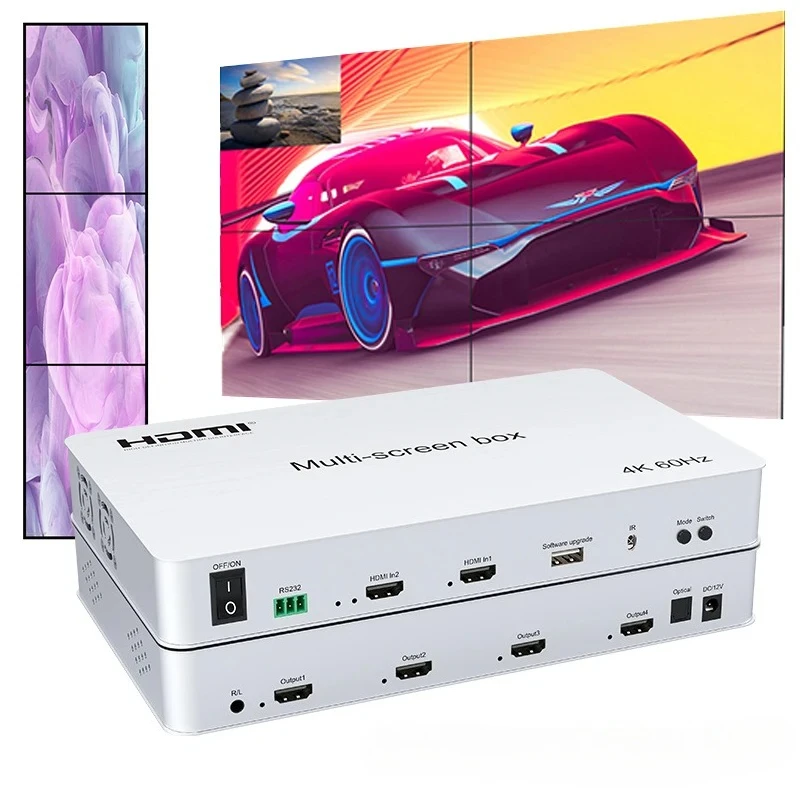 4K 60Hz 2x2 HDMI 비디오 월 컨트롤러 멀티 스크린 박스 2x1 3x1 4x1 1x2 1x3 1x4 TV 스플라이서 멀티 모니터 스플라이싱 프로세서 PIP