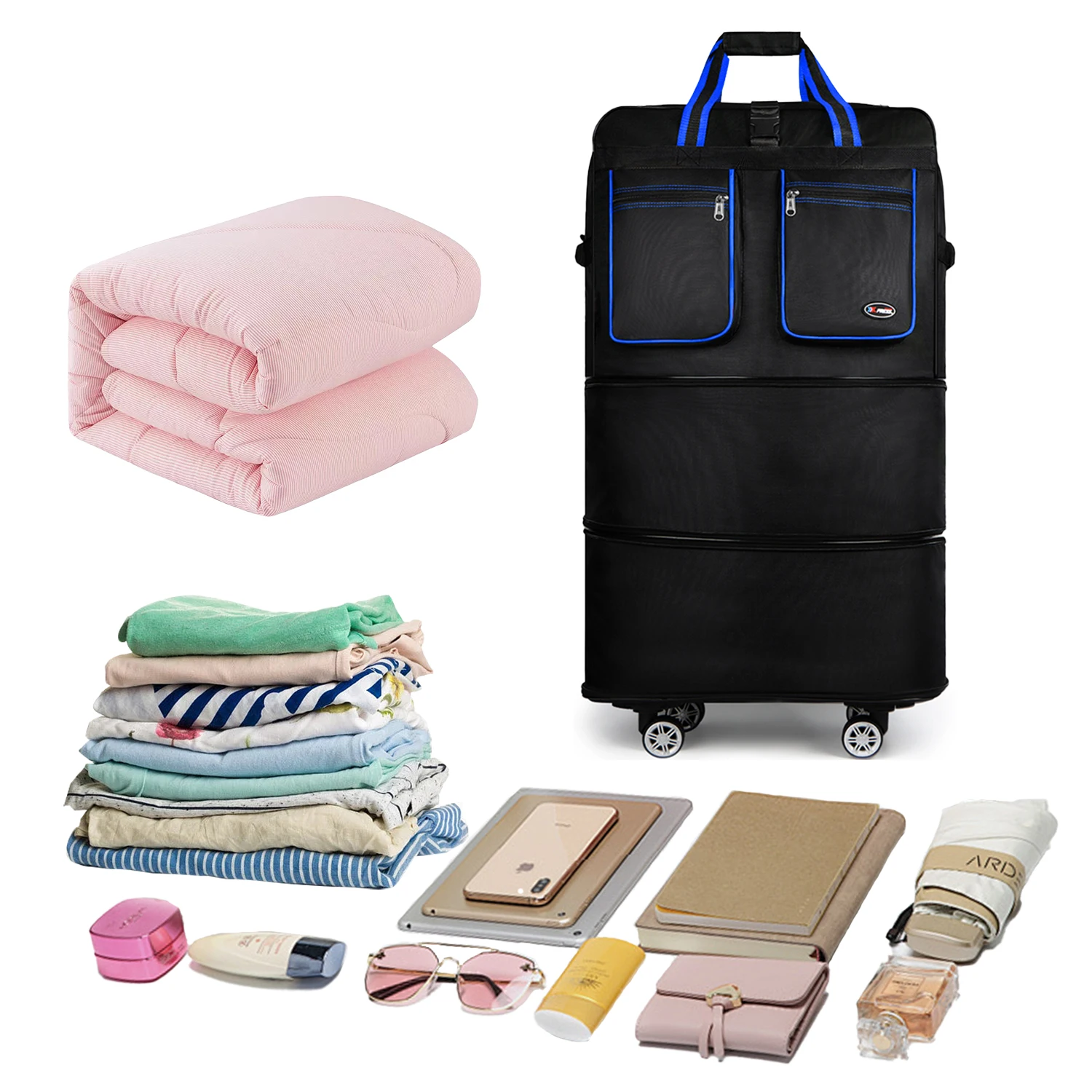 30inch 36inch 40inch Rolling Travel Luggage Bag Waterproof Large Capacity Foldable Expandable Suitcase Bag For Moving Storage