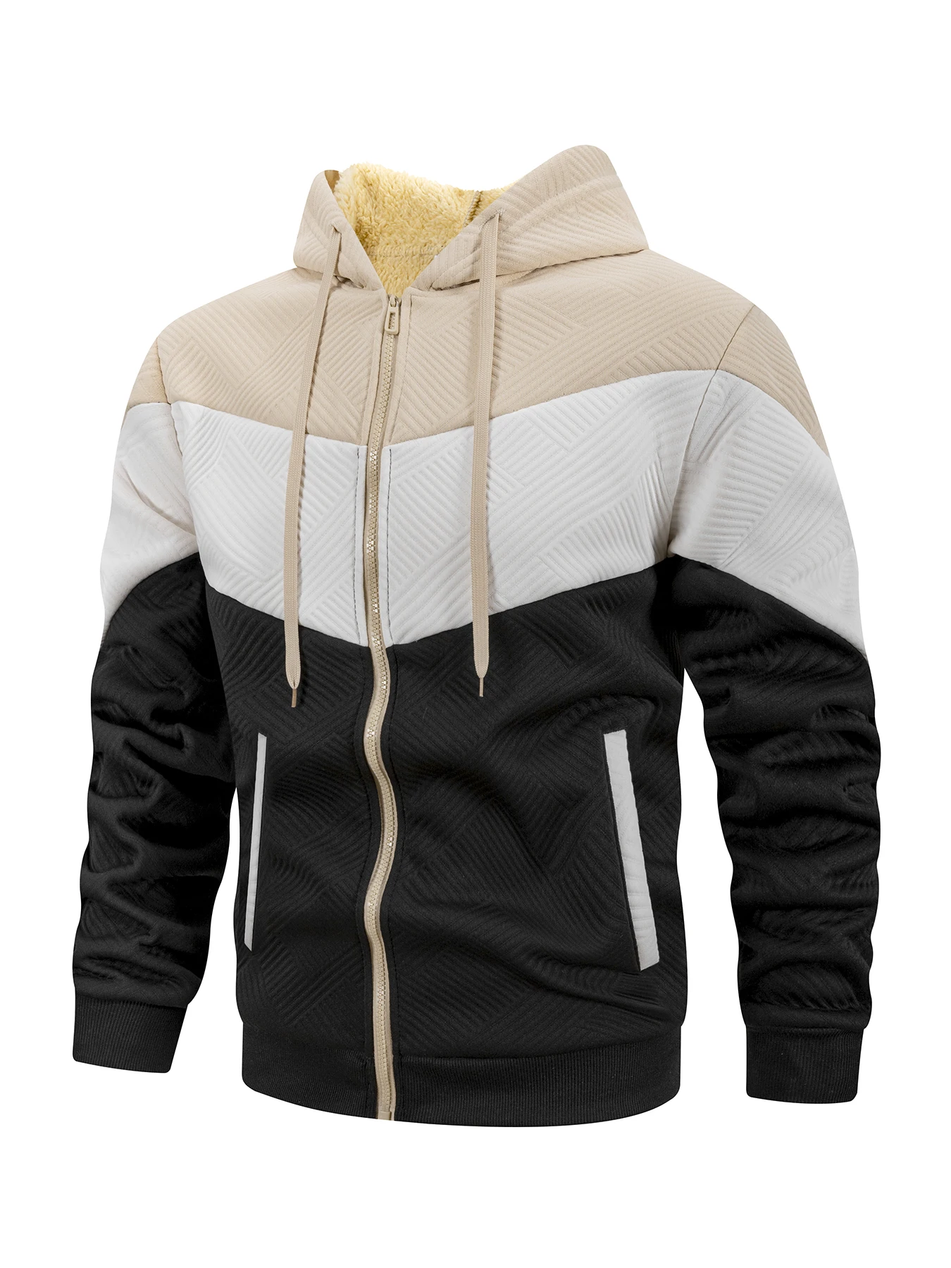 جديد 2025 سترة بقلنسوة حرارية من الصوف للرجال معطف خريف وشتاء للرجال مع قلنسوة مرقعة ملابس رياضية غير رسمية للخروج في الشارع #2