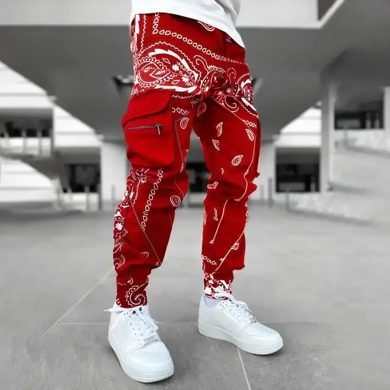 New Men's Cargo Pants Trend Printed Loose Hip Hop Fashion Street