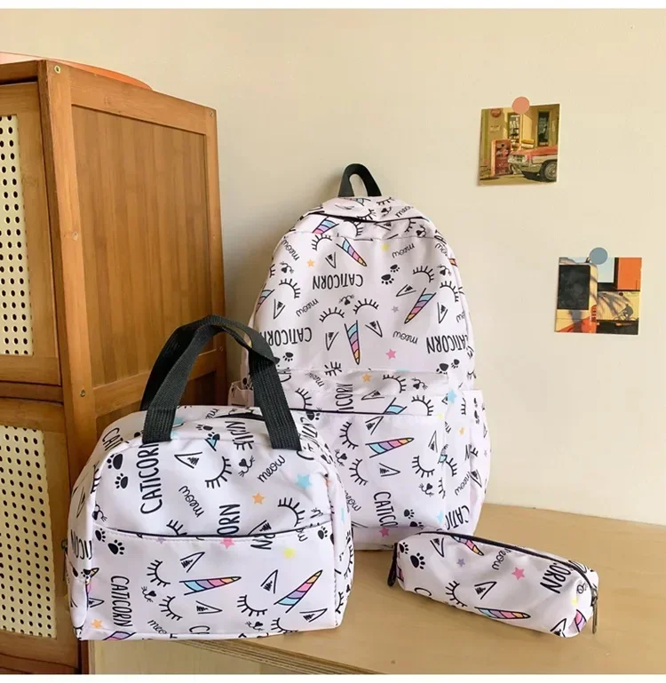 

Teen School Bag Waterproof Girls Boy Student School Bag Junior High School Casual School Bag 3 Pieces/set Children's Backpack