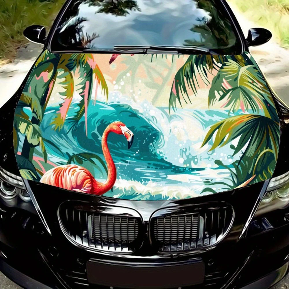 

Pink flamingo pattern car vinyl material car hood film self-adhesive sticker waterproof and scratch resistant, suitable for most