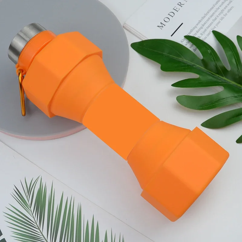 650ml Foldable Sports Water Bottle Home Outdoor Creative Fitness Dumbbell Water Cup Large Capacity Sports Silicone Water Bottle