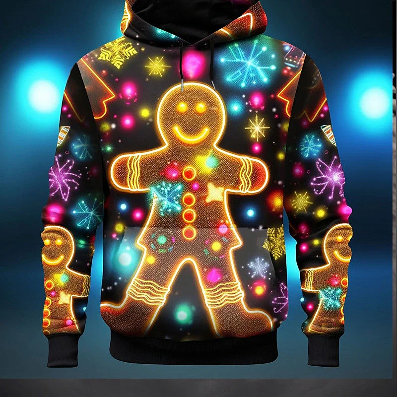 2025 new Christmas Cookie Man man hoodie 3D printed sweatshirt for men Harajuku hooded millennium pullover casual men's top