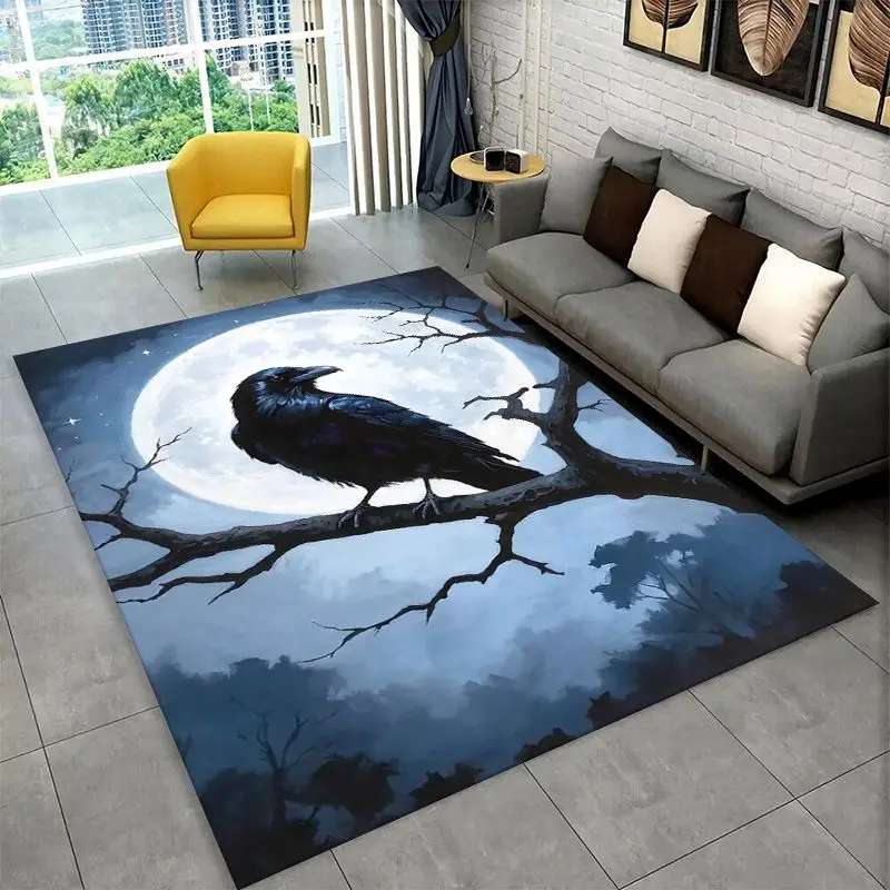 Gothic Raven Skull Crow Cartoon Large Area Rug Non-slip Durable Carpet for Bedroom Living Room Sofa Doormat Home Decor Floor Mat - view 4