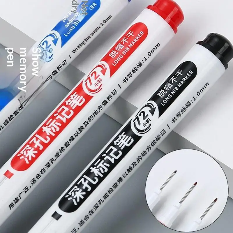 

New Long Nip Drill Markers 72 Hours Deep Reach Marker Waterproof Construction Pen Colorful Waterproof Carpenter Pens