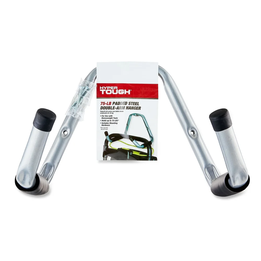 Gancho de utilidad de doble brazo de acero resistente, solución de almacenamiento montada en la pared, escaleras, herramientas, garaje, taller, sótano, capacidad de 75 libras