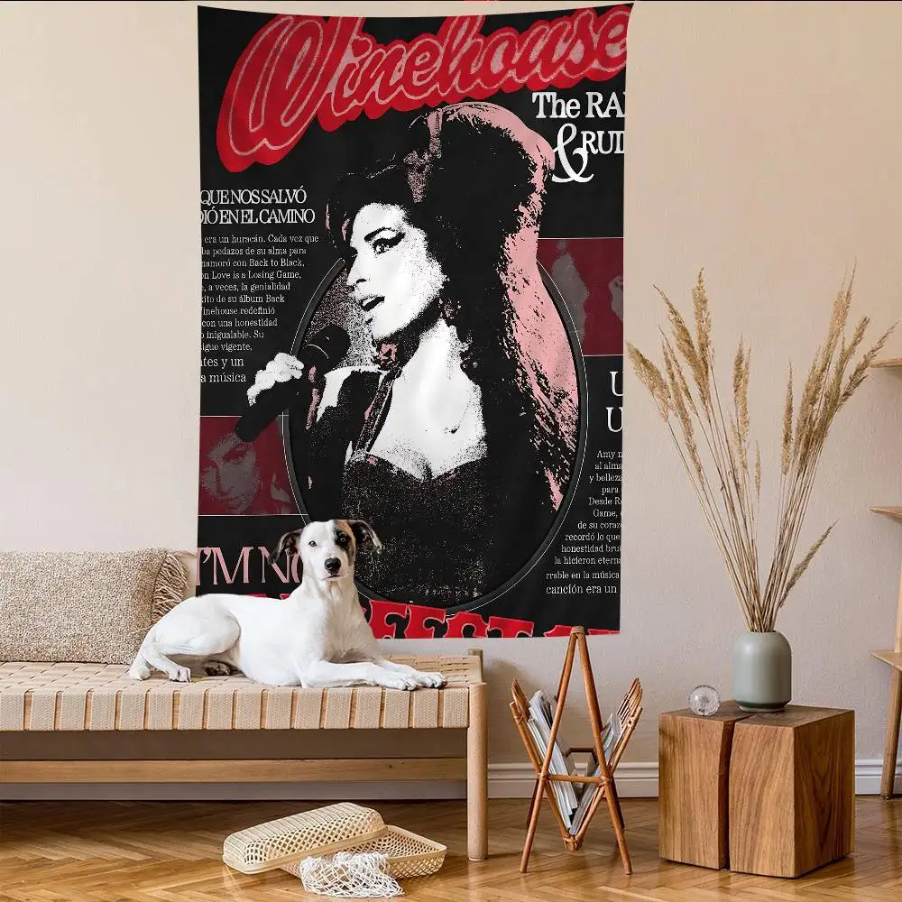 Classic A-Amy W-Winehouse Singer Hanging Bohemian Tapestry Bohemian Wall Tapestries Mandala Kawaii Room Decor