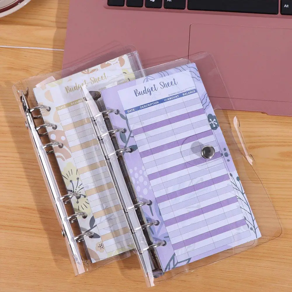 Transparent Loose-Leaf Binder Creative Waterproof Money Saving Binder Cash Letter Multi Pockets A6 Budget Planner