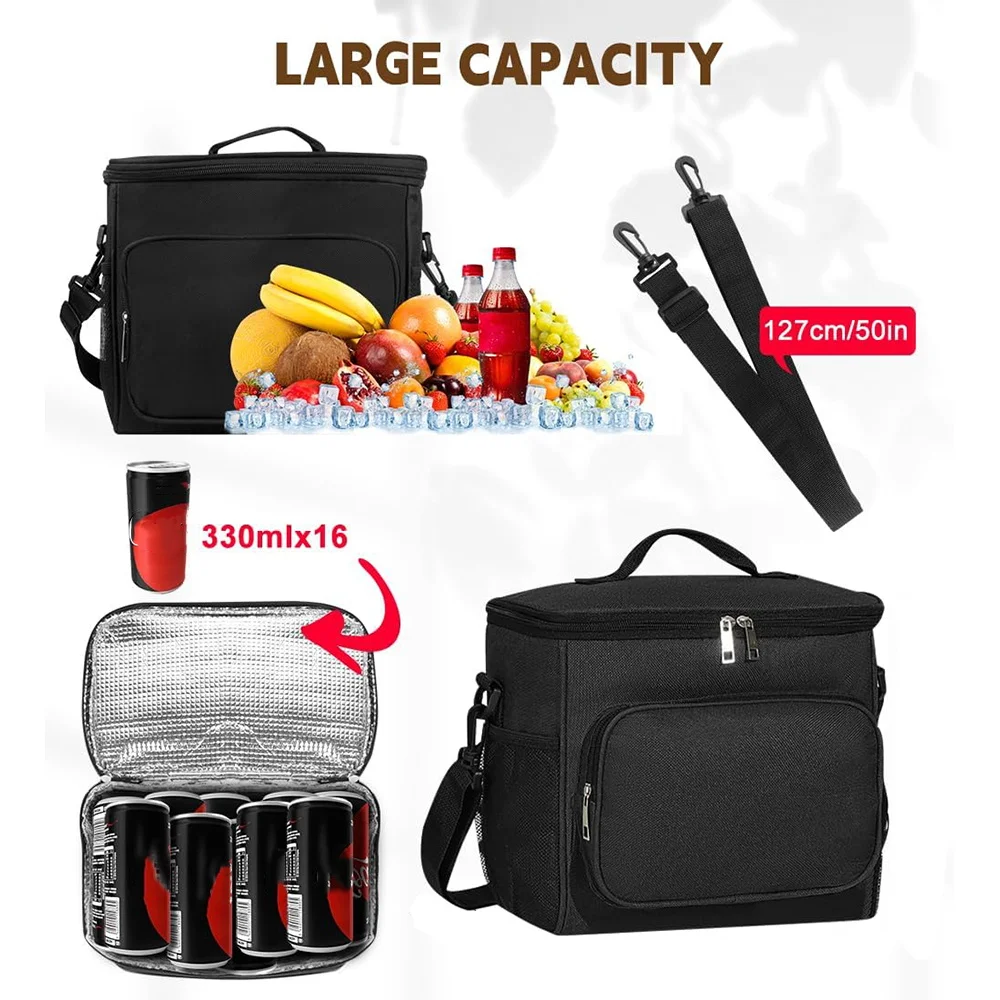 Multifunctional Lunch Bags College Student  Design Black Color Picnic Meal Box Waterproof Lunch Box Printing Whitemarble Series