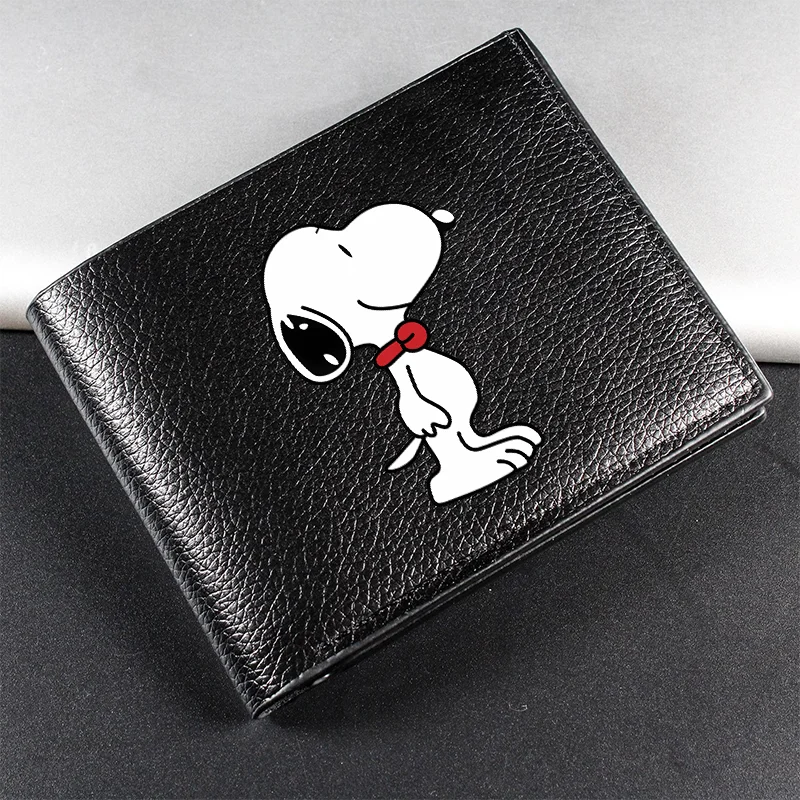 Cartera de negocios con estampado de cambio de dinero de Snoopy, monedero corto, tarjetero de estilo minimalista, regalo de cumpleaños para niños y niñas