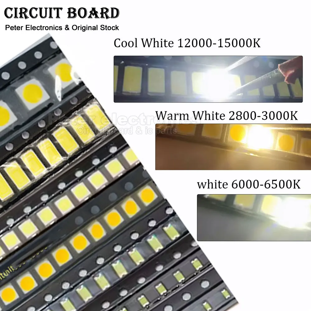 (100pcs) 0402/0603/0805/1206/2835/3528/5050/5730 Cool White Warm White SMD LED For TV Backlight Repair Replacement