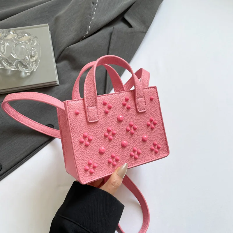 

2025 Studded Square Bag for Women Vintage Adjustable Crossbody Strap Shoulder Purse Niche Designer Work to Weekend Bag