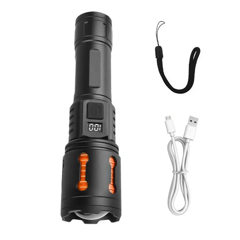 

Rechargeable Flashlights Multifunctional Digital Torch 3 Brightness Portable Digital Display Flashlights For Hunting Hiking