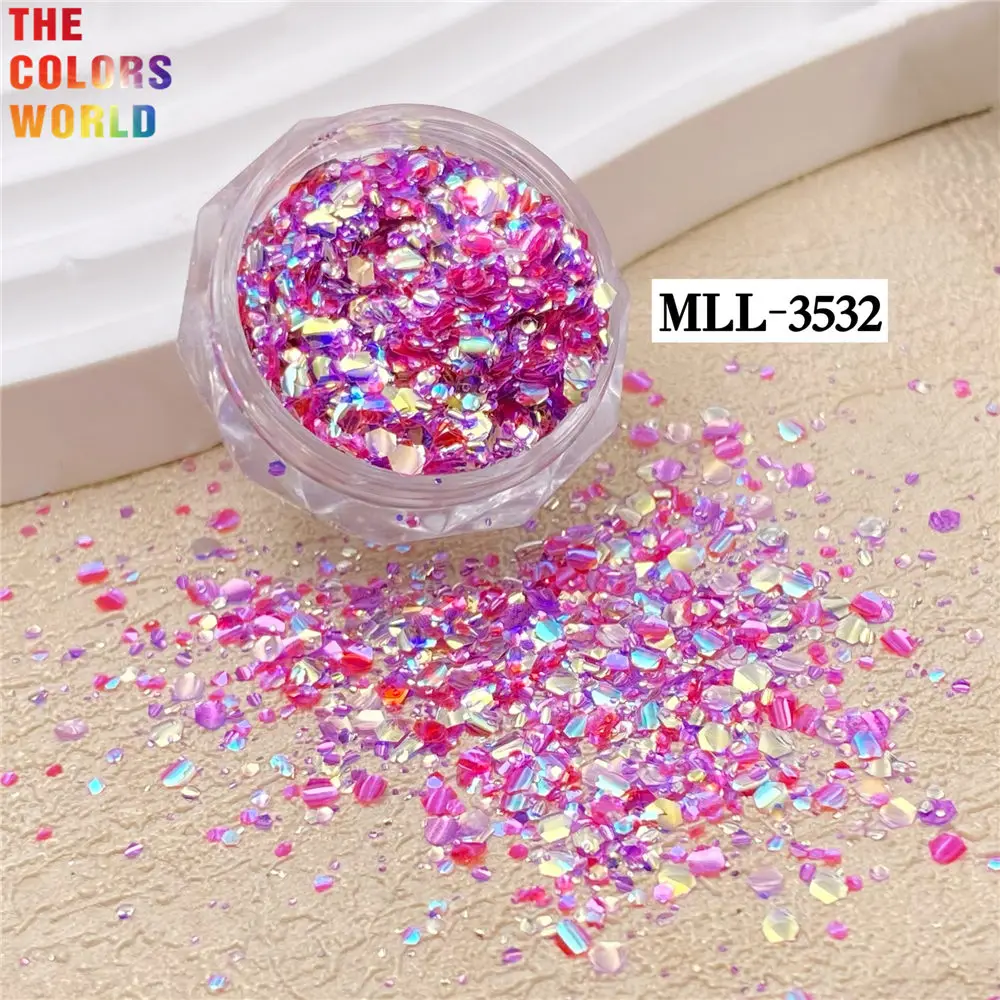 TCT-971 무지개 빛깔의 무지개 스케일 반짝이 육각형 Squama 스팽글 장식 네일 반짝이 매니큐어 DIY 휴일 카드 네일 아트