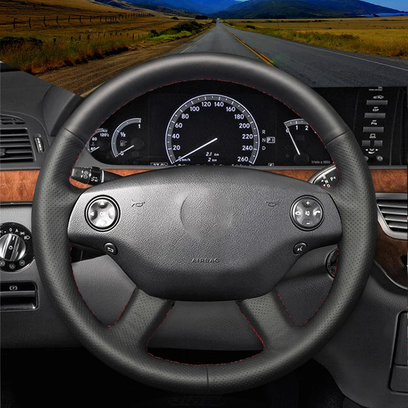 

Изготовленный на заказ чехол на руль из натуральной кожи наппа для Mercedes Benz S-Class 2006-2008 S350, аксессуары для салона автомобиля, Стайлинг