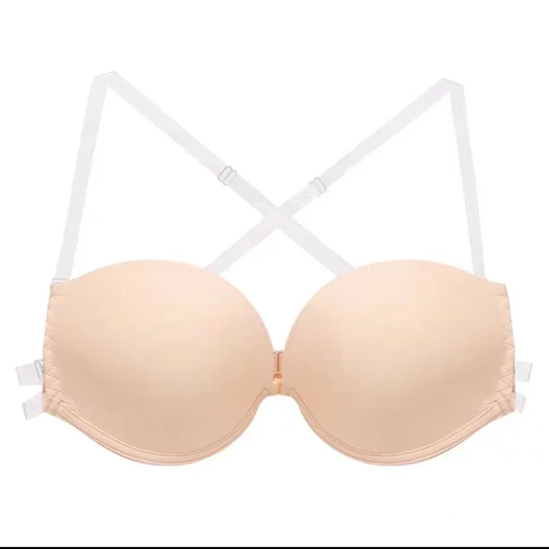 Sexy Invisible Bras with Transparent Multiway Straps Wedding Party Underwear Front Open Bare Back Lingerie Backless Bralette