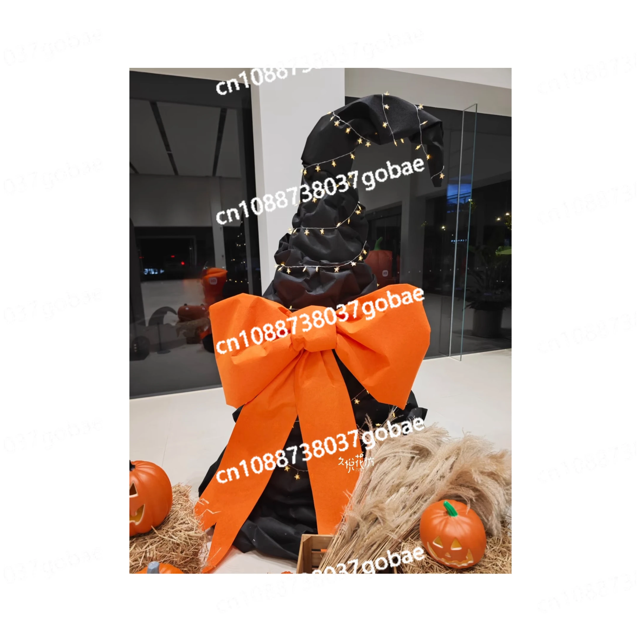 Halloween Witch Hat, Christmas Decoration Setting Internet Celebrity Clock in Point Photo Props Large Store Ornament Event